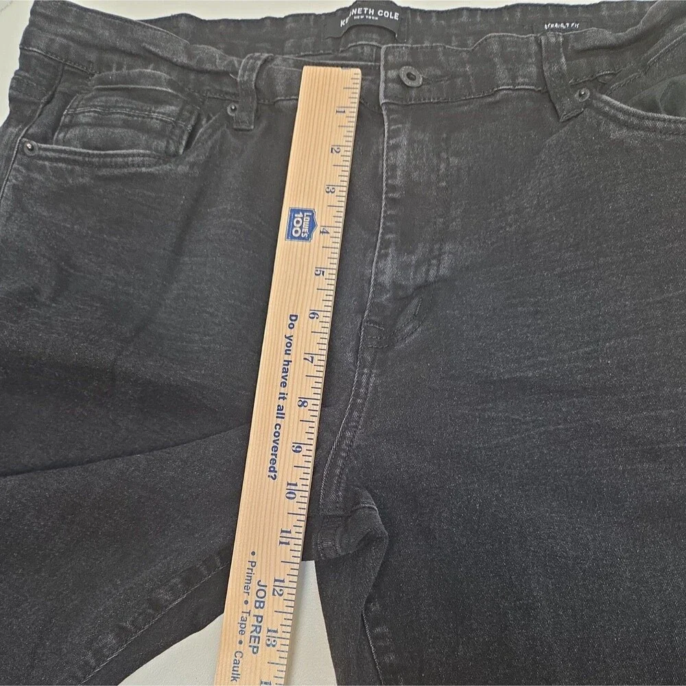 Kenneth Cole Men Black Jeans Straight Leg Fit 38X32 Stretch New York NEW